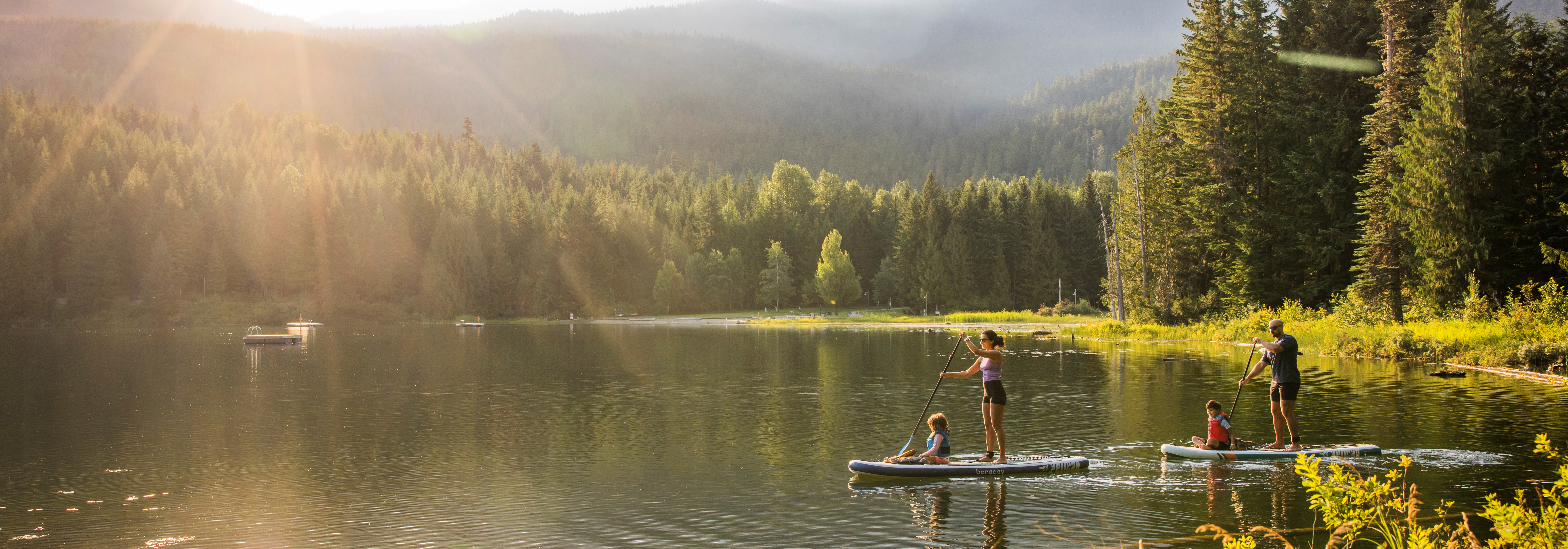 Family paddles on Lost Lake